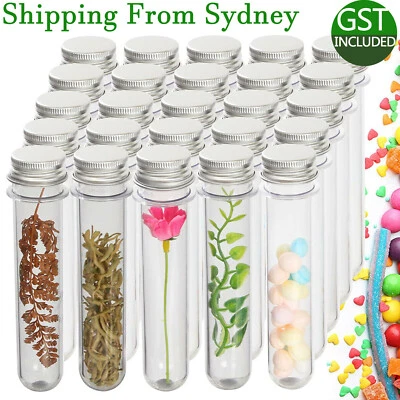 50PCS 45ML Plastic Lab Test Tubes Metal Cap Screw Lid Round Bottom Wedding Party - image 1 of 4