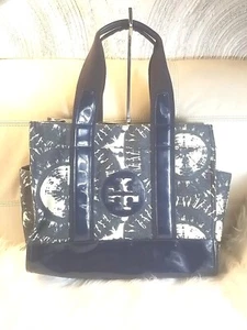 Bolso de Mano Tory Burch Ella Denim Charol X Grande Jacquard 16x13! ¡Raro! - Imagen 1 de 14