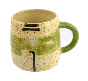 Taza de bastón Shafford Folk Craft Green Man 1986 pintada a mano 12 oz vintage - Imagen 1 de 10