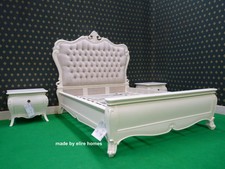 WHITE Mahogany chesterfield style Super King Size  upholstered french style bed