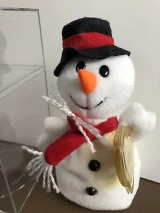 TY Beanie Baby Snowball Snowman in Protective Case with Tag Protector - Picture 1 of 10