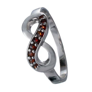 Bohemian Garnet Sterling Silver Rhodium Plated Infinity Ring - Picture 1 of 4