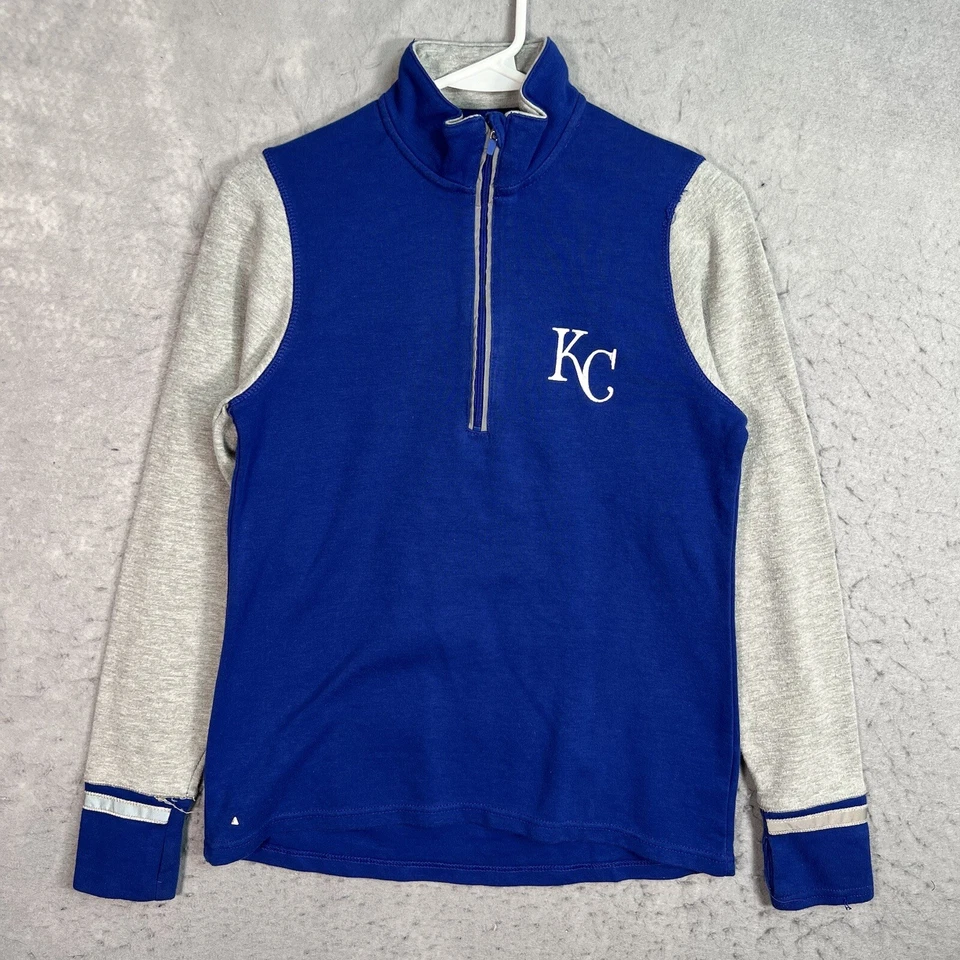 Kansas City Royals 1/4 Cremallera Suéter Juvenil Pequeño Azul Gris Pullover Sudadera Foto 1 de 4