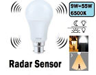 B22 LED Bulb Radar PIR Motion Sound Light Sensor Energy Saving Lamp 9W 6500K B6
