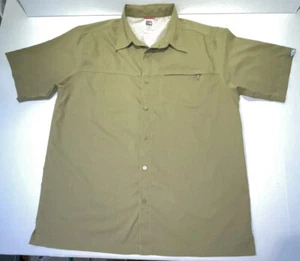 The North Face SS Button Shirt Mens Sz Large 44 Chest Green Performance Ripstop - Picture 1 of 12