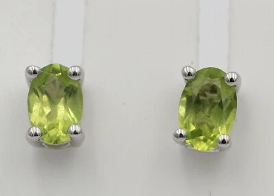 Edle 1,0 Carat Peridot Ohrstecker 925 Silber Ohrring Ohrschmuck Olivin Top - Bild 1 von 4