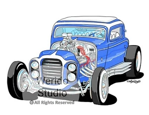 Ford Little Duece Coupe Hot Rod Automotive Art Print - Picture 1 of 1