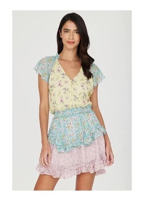 Vestido Yumi Kim Milly XS Floral Sauce Jardín Retazos Volantes Mini Vestido Foto 1 de 4