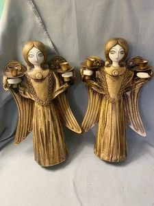 Vtg Set Paper Papier Mache Xmas Angel 17” MCM Candle Stick Holder Decor Japan ? - Picture 1 of 9