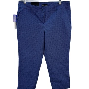 Hilary Radley Blue Geometric Abstract Crop Pants Size 10 - Picture 1 of 9