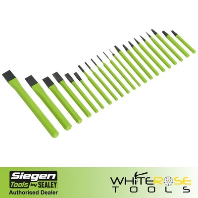 Siegen Punch & Chisel Set 21pc Sealey Marking Tool Roll Storage Case Steel