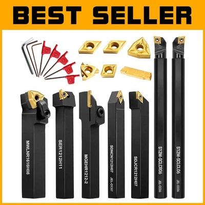 Precision 7PCS Metal Lathe Cutting Tools Set with Indexable Carbide Inserts - Image 1 of 4