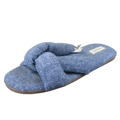 Madewell Chambray Crisscross Scuff Blue Cotton Slippers Women's 10 Cozy - Image 1 of 4