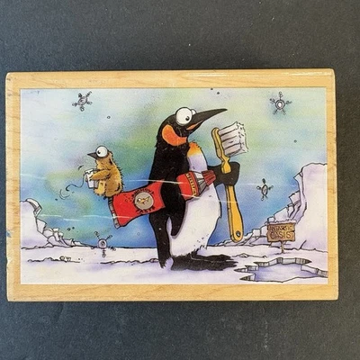 Stampa Rosa Anchovy Paste Penguin Ice Hole Funny Toothbrush Floss Rubber Stamp - Image 1 of 4