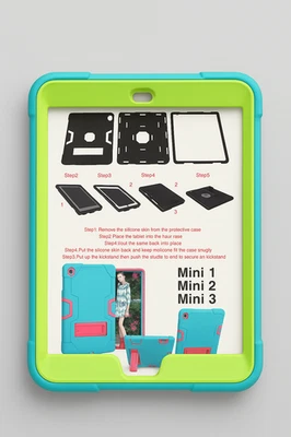 For Apple iPad Mini 1/2/3 Case 7.9-inch Shockproof Heavy Duty Stand Cover Cyan - Image 1 of 2