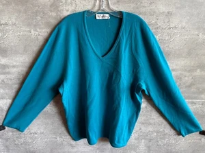 Vintage 1990s St. Croix Shop Blue Wool V-Neck Knit Pullover Sweater Size L - Bild 1 von 4