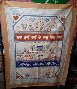 Vintage Stoff Panel Volkskunst Kreuzstich Amish Stil 35" x 45" - Bild 1 von 5