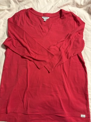 Orvis Size M Pima Cotton Casual V Neck 3/4 Sleeve Top Red Pullover Shirt - Image 1 of 4