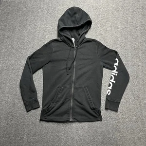 Adidas Full Zip Hoodie Jacket Youth Medium (12-14) Black Logo - Picture 1 of 9
