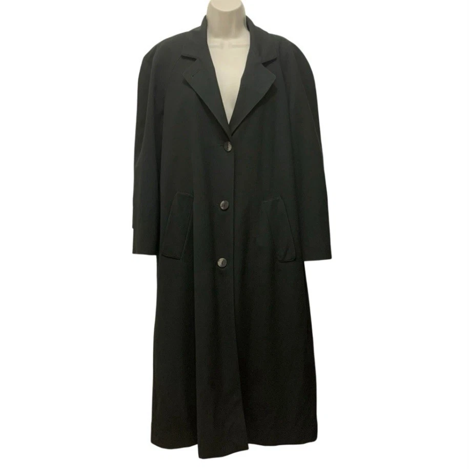 Vtg 90s Jones New York Petite Wool Coat Evergreen Green Zip Liner USA Size 8 - Image 1 of 4
