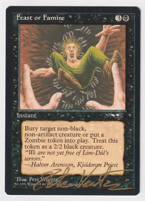 Gold Signed Feast or Famine NM Alliances Artist Pete Venters 1996 WOTC MTG Magic - Image 1 of 2