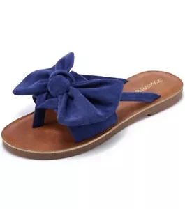 Womens Slip on Flip Flops Ring Toe Strappy Summer Gladiator Flat Sandals Size 6 - Picture 1 of 7