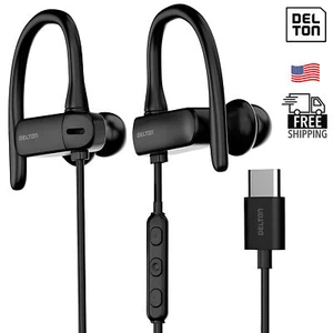 Delton 24EC Stereo Earbuds, USB Type-C - Black - Picture 1 of 9