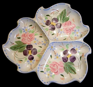 Vintage 1940s BLUE RIDGE POTTERY "Irresistible" Floral Martha Trefoil Snack Tray - Picture 1 of 8