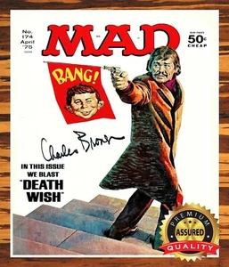 Mad Magazine - Charles Bronson - Autógrafo Foto 8x10 (abril de 1975) Reimpreso - Imagen 1 de 4