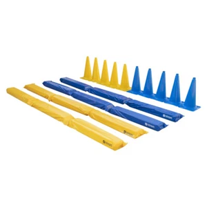 Lot rempli ruelle à chevaux Dönges + lot de 10 pylônes XXL 50 cm bleu et jaune - Photo 1/9