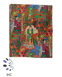 Indian Hand Block Print Handmade Kantha Quilt Bedspread Blanket Throw Cotton