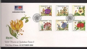 Zimbabwe FDC set 2002 Scott 923-928 Flowers fauna - Picture 1 of 1