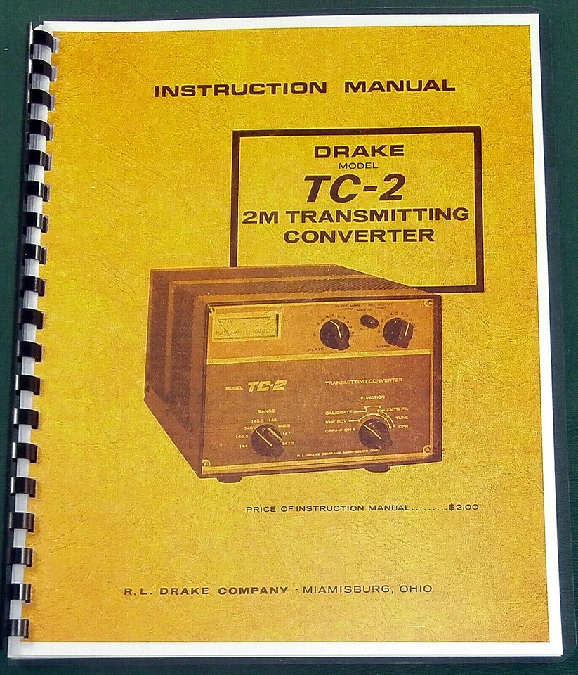 Drake TC-2 Instruction Manual" w/11"x17" Schematic & Protective Covers! - Image 1 of 1