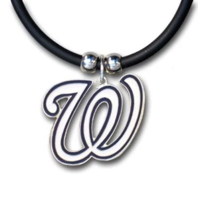 Washington Nationals Rubber Cord Necklace w/ Logo Charm Licensed MLB Jewelry - Image 1 of 3