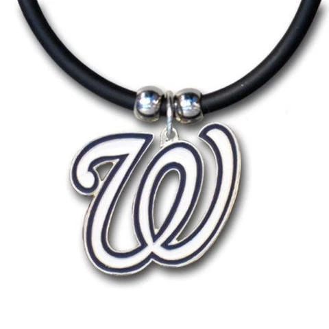 Washington Nationals Rubber Cord Necklace w/ Logo Charm Licensed MLB Jewelry Cover