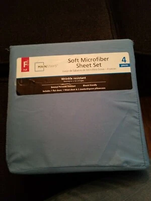 Mainstays Microfiber 4 pc Sheet Set FULL light blue - Image 1 of 3