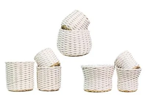 Cesto in cotone rotondo con inserto cesto per scaffale vaso di fiori cesto intrecciato - Foto 1 di 14