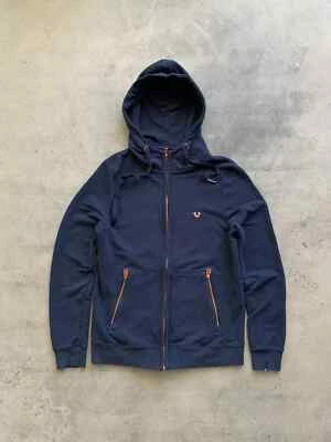 Moletom com capuz True Religion azul zíper completo masculino tamanho P - Imagem 1 de 4