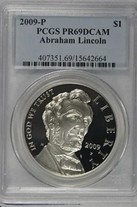 2009-P Abraham Lincoln Commemorative Silver Dollar PCGS PR69DCAM - Picture 1 of 3