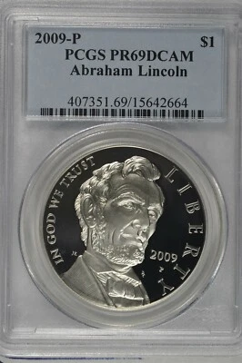2009-P Abraham Lincoln Commemorative Silver Dollar PCGS PR69DCAM - Image 1 of 3