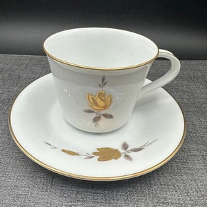Vintage Noritake Teacup & Saucer Japan Windsor Rose Gold 1960s Mid Century #6530 - Picture 1 of 9