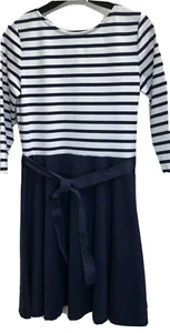 Girls Polo Ralph Lauren Striped French Navy Sz Xl/16 Dress Long Sleeve Crew Neck - Picture 1 of 9