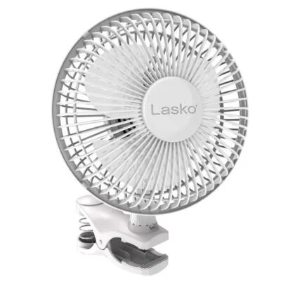 Lasko Mini Cooling Clip Fan 2-Speeds White Desk Table Quiet Small Office Corded - Image 1 of 4