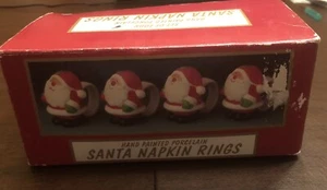 Hand painted porcelain Santa Claus napkin rings Set of 4 - Picture 1 of 7
