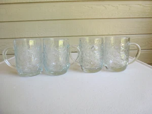 Set Of 4 Princess House Crystal Fantasia Coffee Beverage Mugs Poinsettia Pattern - Picture 1 of 10