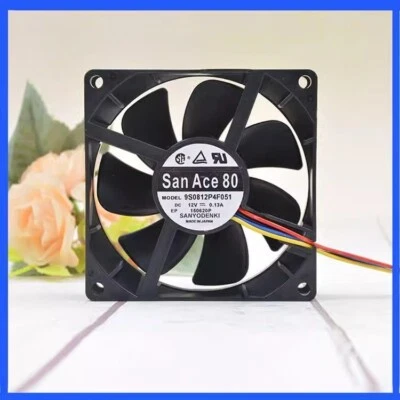 SANYO SAN ACE 80 9S0812P4F051 8025 DC12V 0.13A 8CM 4-Wire PWM Mute Cooling Fan - Image 1 of 2