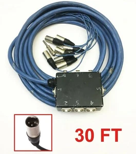 30' Ft Gepco 8 Channel Audio Snake NEUTRIK Male XLR 1/4" TRS Junction Floor Box - Picture 1 of 1