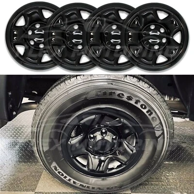 Set of 4 Black Skin Covers Hub Caps FITS 2005-2023 Toyota Tacoma 16" Steel Wheel - Image 1 of 4