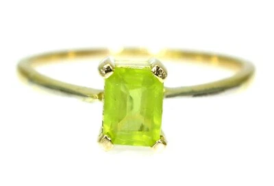 Bonito anillo solitario de peridoto de oro amarillo de 18 quilates talla K ~ 5 1/4 Foto 1 de 4