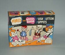 EARLY 1960S KOHNER THE FLINTSTONES PEBBLES & BAMM-BAMM PUSH PUPPETS IN BOX